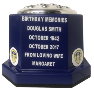 Leeds United F. C. Football Personalised Grave Pot Blue 1115 P Photoroom.png Photoroom