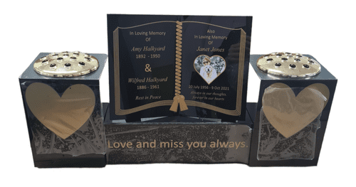 Personalised Memorial Book On A Plinth 2 Pots Amy 31072 1 P