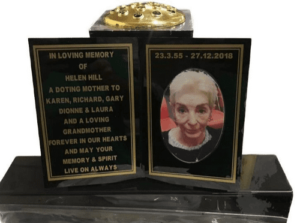 Personalised Memorial Book On A Plinth With Flower Back Pot Helen 374 P