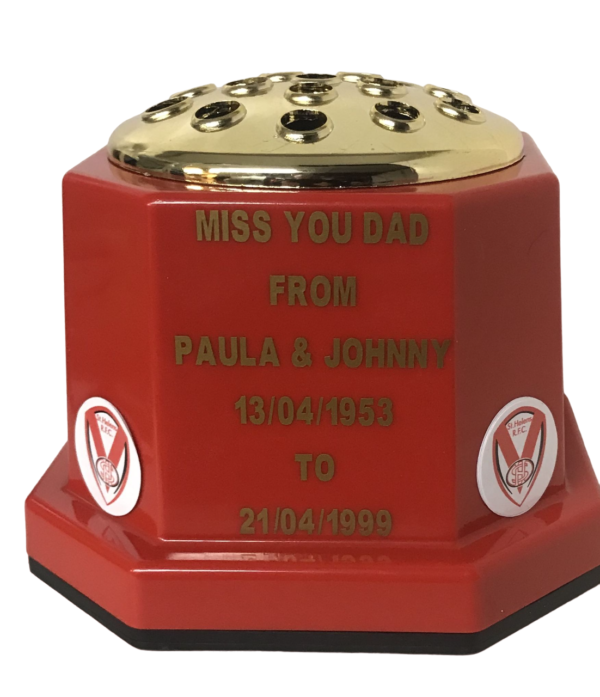 St Helens R.f.c. Rugby Personalised Grave Pot Red 1130 P Photoroom.png Photoroom