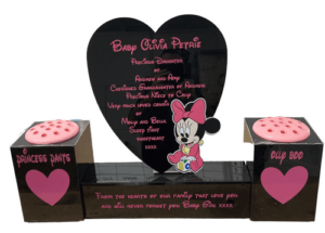 030. Baby Pink Minnie Mouse Grave Ornament 2 Pots 31150 P