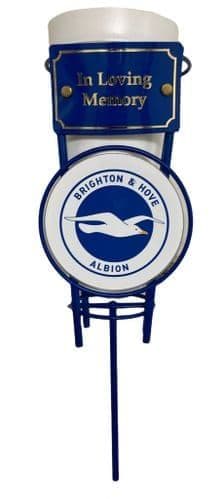 Brighton Hove Albion F.c. Football Grave Flower Pot Family Names Wife 25602 P
