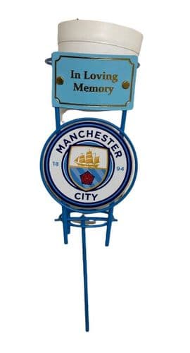 Manchester City F.c. Football Grave Flower Pot Family Names Wife 25206 P
