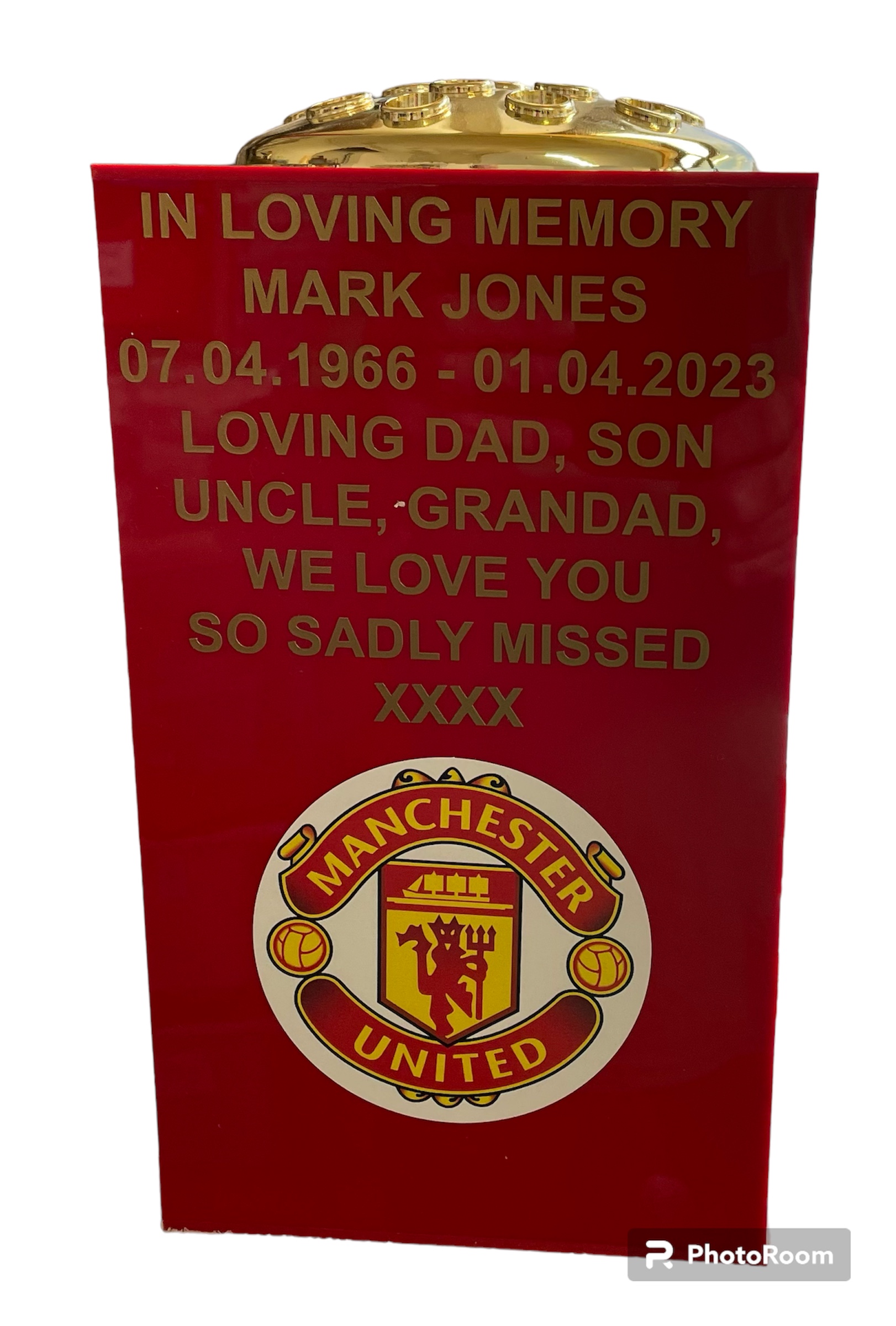 Manchester United F.C Square Grave Flower Pot. – Agecroft Memorials